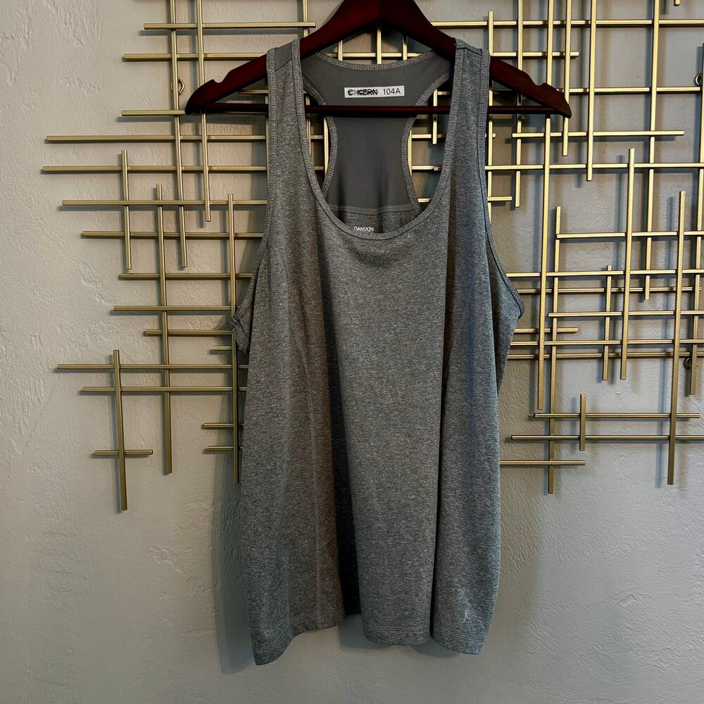 Danskin Now Dri-More Gray Racerback Tank Top 2X XXL